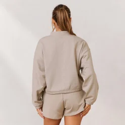 Lounge Underwear Kläder<Varsity Tröja med Kvart Dragkedja - Havre