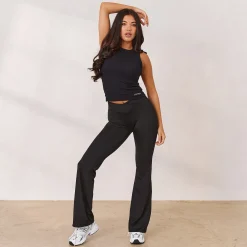 Lounge Underwear Kläder<Varsity Utsvängda Leggings med Korsning - Svart