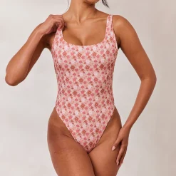 Lounge Underwear Baddräkter<Vändbar Baddräkt med Höga Ben - Rosa/Blommig Rosa/Blommig